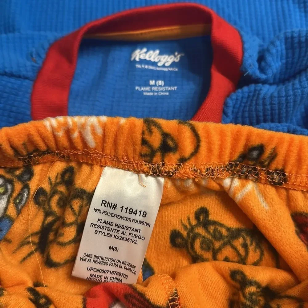 Kelloggs Frosted Flakes Boys Fleece Henley Pajama PJ Set NEW Size 8